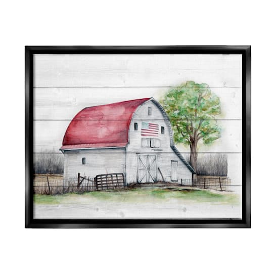 Stupell Industries Rustic Americana Barn Floater Framed Art